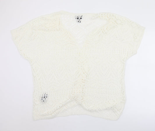 Antthony Womens White Collared  Acrylic Cardigan Jumper Size XL   - XL/2XL