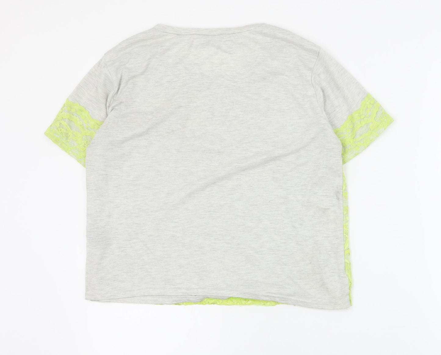 Miss Selfridge Womens Grey  Polyester Basic T-Shirt Size 12 Round Neck