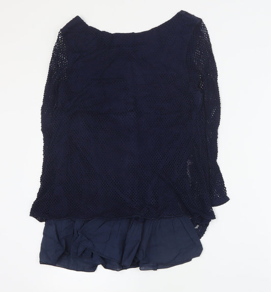 Apricot Womens Blue  Viscose Basic Blouse Size S Round Neck