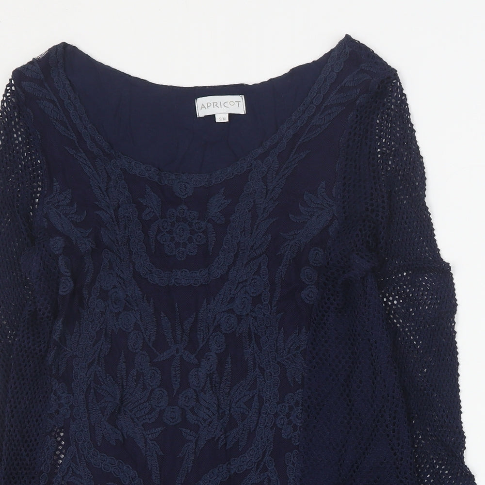 Apricot Womens Blue  Viscose Basic Blouse Size S Round Neck