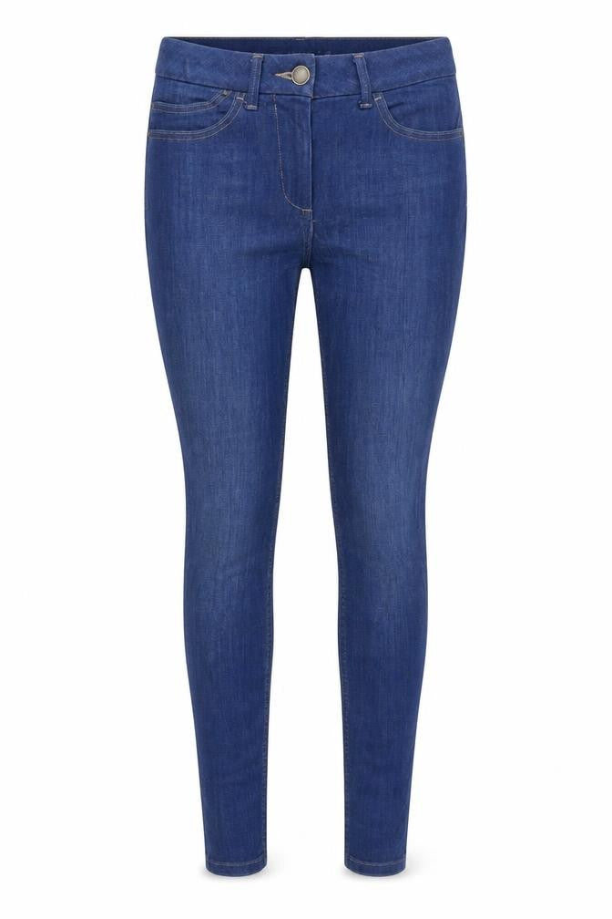 Marks and Spencer Womens Blue  Cotton Skinny Jeans Size 10 L30 in Regular Zip