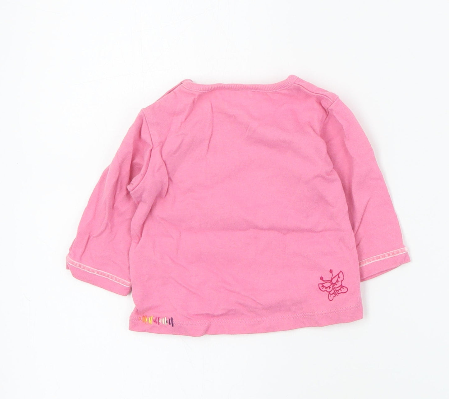 Marks and Spencer Baby Pink  Cotton Basic T-Shirt Size 0-3 Months Round Neck Snap
