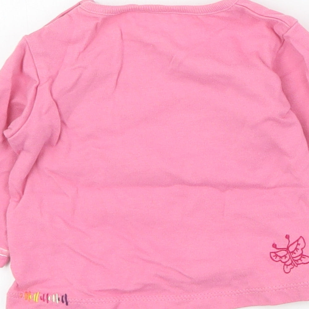 Marks and Spencer Baby Pink  Cotton Basic T-Shirt Size 0-3 Months Round Neck Snap