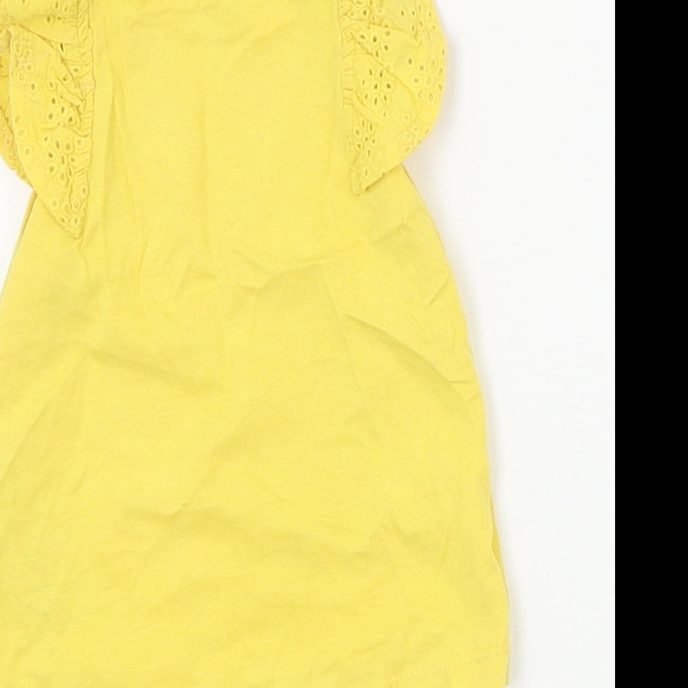 NEXT Baby Yellow  Cotton Basic Tank Size 6-9 Months Round Neck Pullover