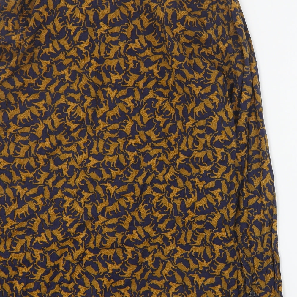 H&M Mens Blue Geometric Viscose  Button-Up Size S Collared Button - Animals