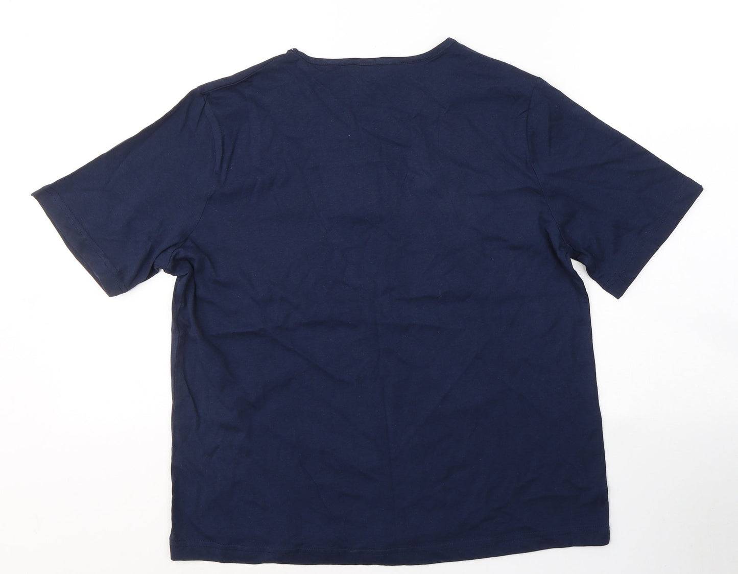 Anne De Lancay Womens Blue  Cotton Basic T-Shirt Size M Round Neck - Anchor