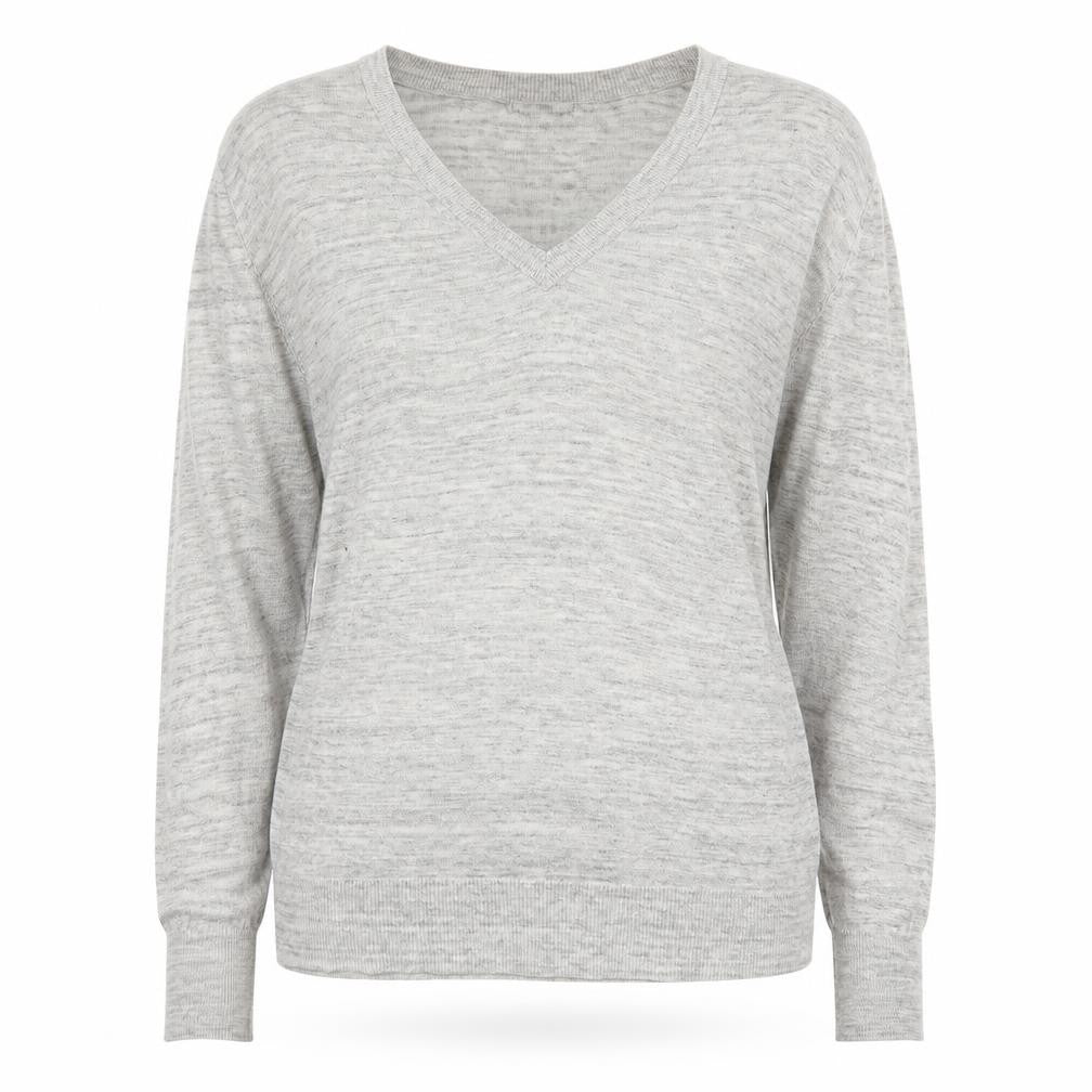H&M Womens Grey V-Neck  Viscose Pullover Jumper Size S