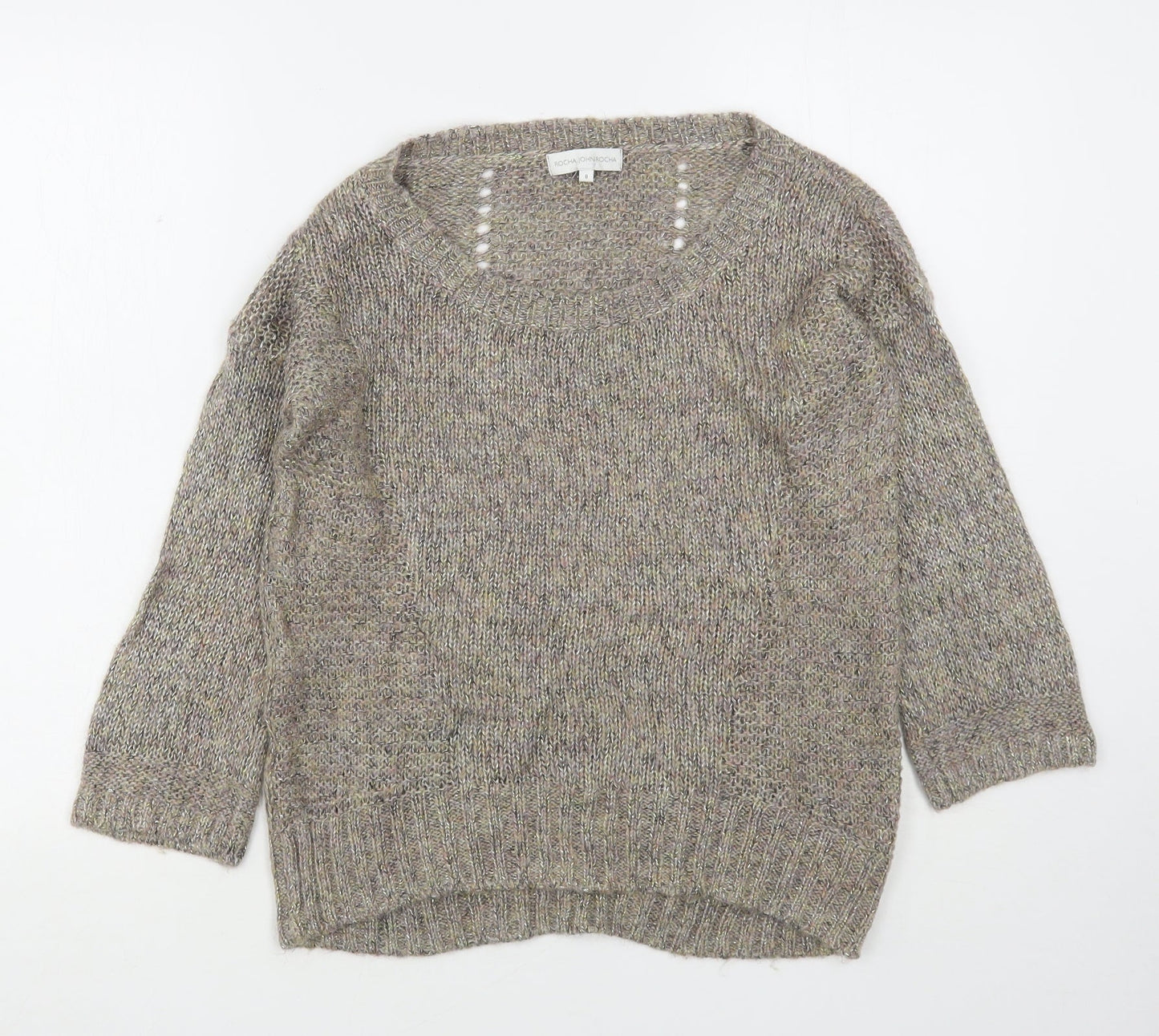 RJR.John Rocha Womens Brown Round Neck  Acrylic Pullover Jumper Size 8