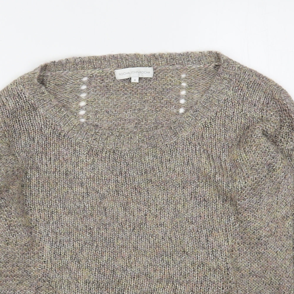 RJR.John Rocha Womens Brown Round Neck  Acrylic Pullover Jumper Size 8