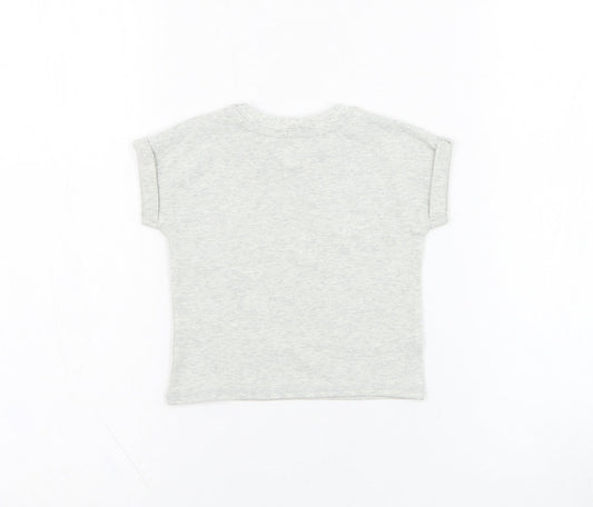 Mint Velvet Girls Grey  Cotton Basic T-Shirt Size 0-3 Months Round Neck Pullover - Hooray