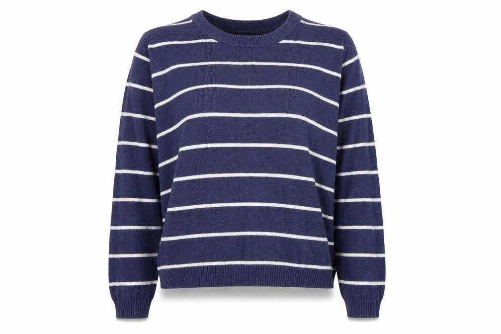 Pepe Jeans Womens Black Round Neck Striped Cotton Pullover Jumper Size S
