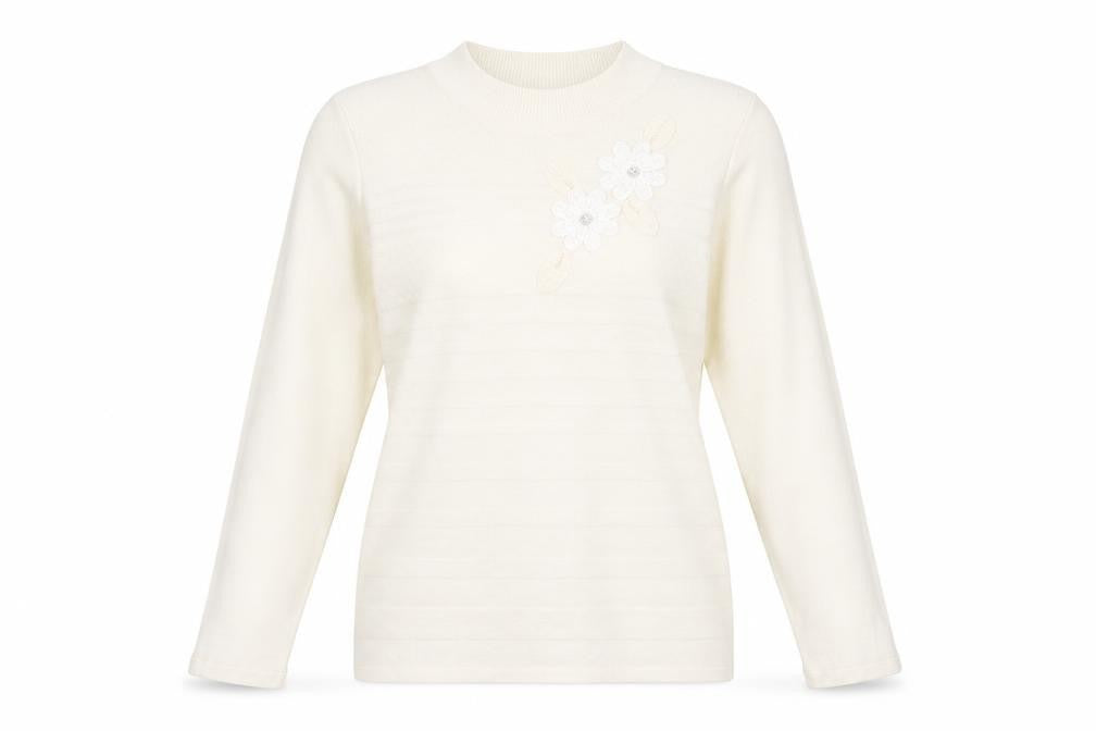 Bonmarché Womens Ivory High Neck Polyester Pullover Jumper Size S