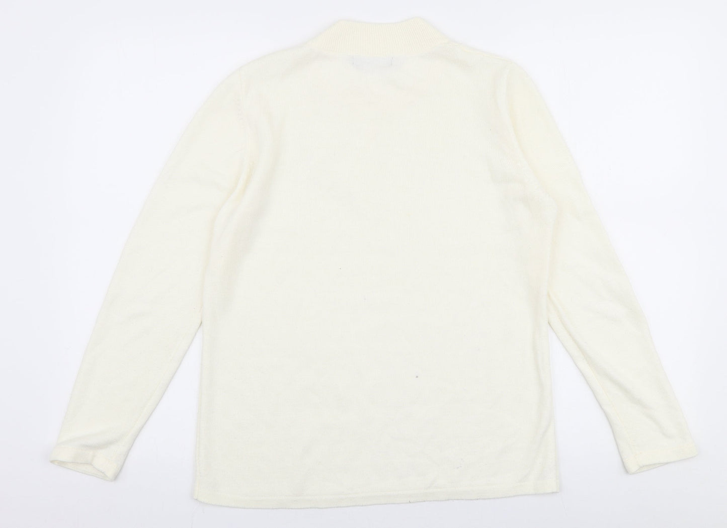 Bonmarche Womens Ivory High Neck  Polyester Pullover Jumper Size S