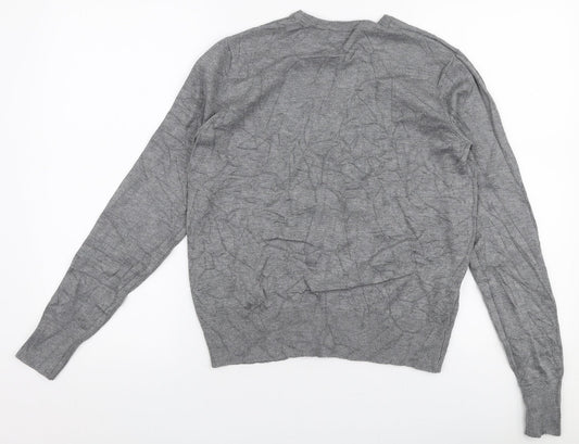 River Island Mens Grey Round Neck  Polyester Pullover Jumper Size M
