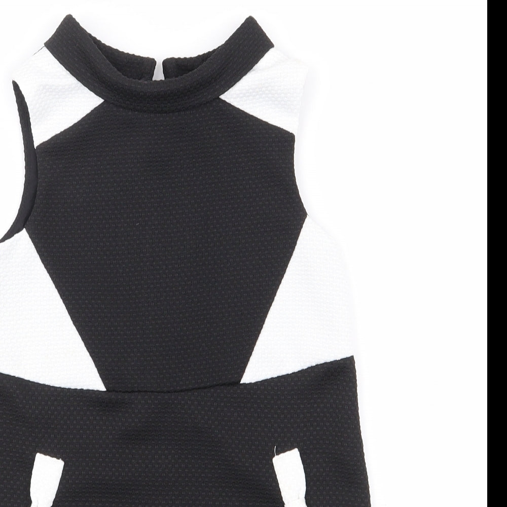 NEXT Girls Black  Polyester Shift  Size 4 Years  Mock Neck Zip