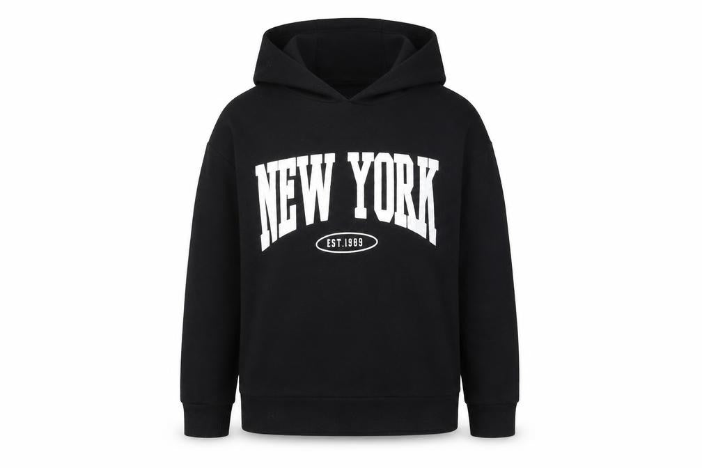 Dunnes Girls Black  Cotton Pullover Hoodie Size 10-11 Years  Pullover