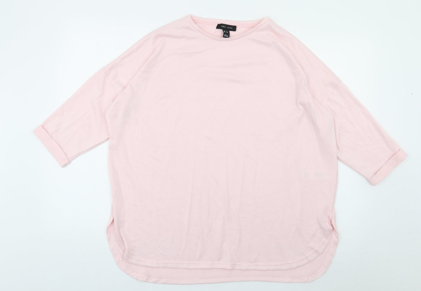 New Look Womens Pink  Polyester Jersey T-Shirt Size M Crew Neck