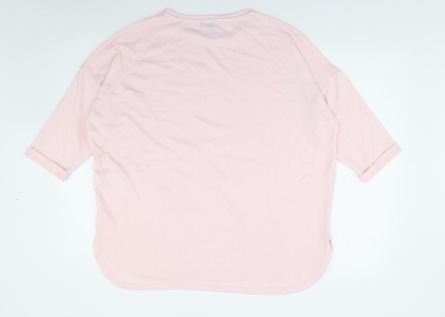 New Look Womens Pink  Polyester Jersey T-Shirt Size M Crew Neck