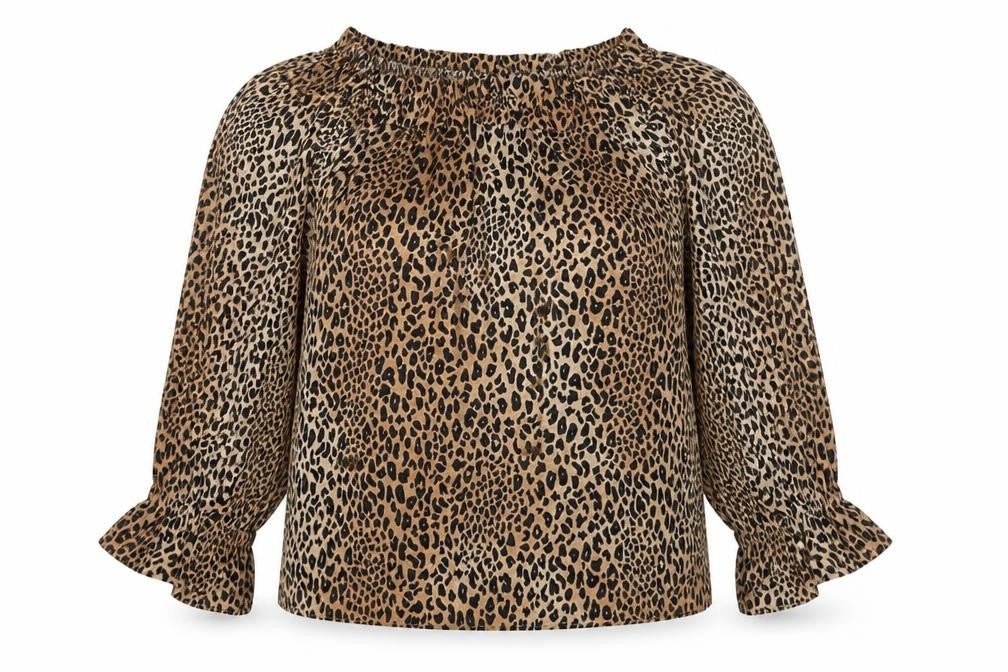 Divided by H&M Womens Brown Animal Print Polyester Basic Polo Size 8 Round Neck
