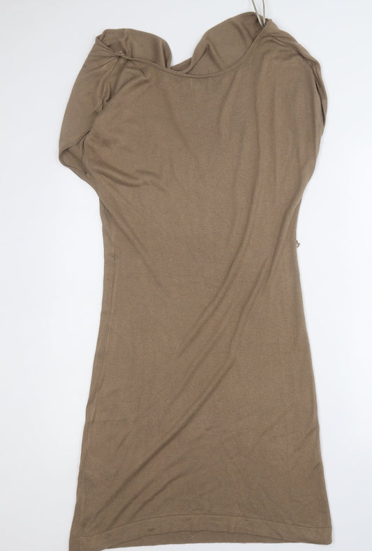 H&M Womens Brown  Viscose A-Line  Size M  Round Neck