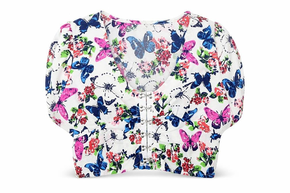 Chemisty Womens Multicoloured Floral Polyester Basic Blouse Size 10 V-Neck