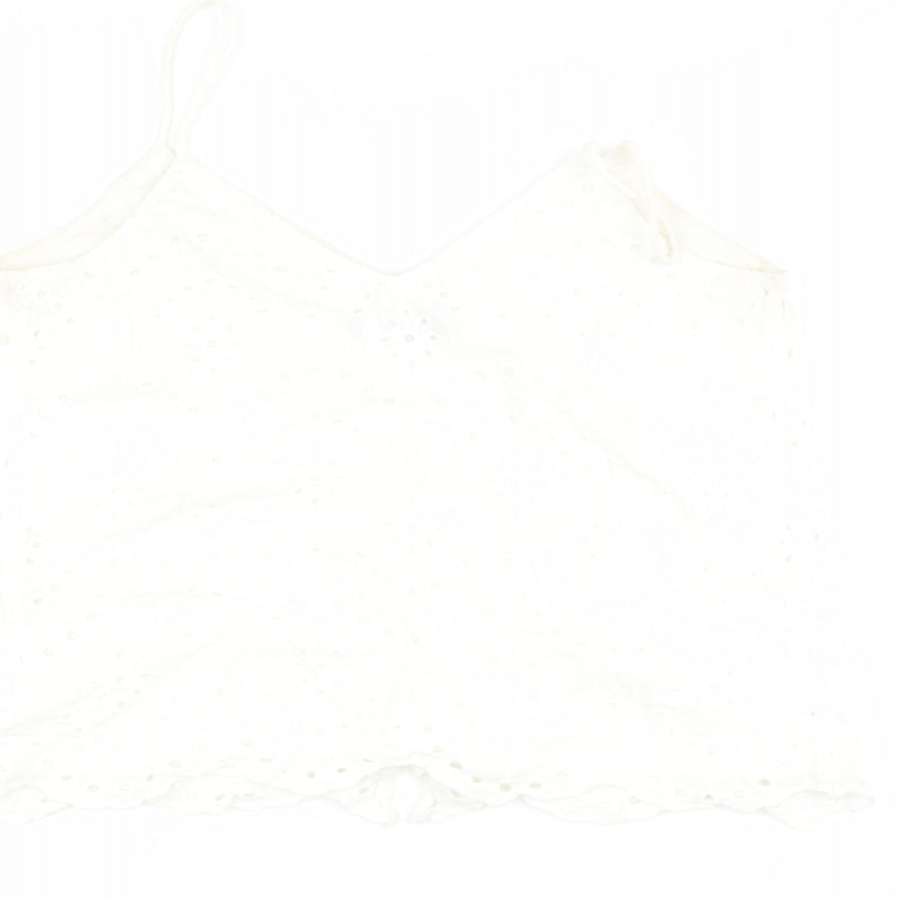 newlook Womens Beige  Cotton Basic T-Shirt Size 8 V-Neck