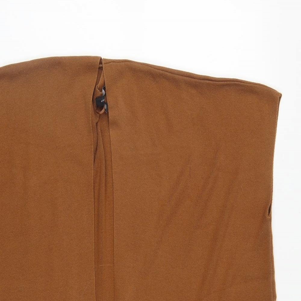 Atmosphere Womens Brown V-Neck  Acrylic Cape Jumper Size S