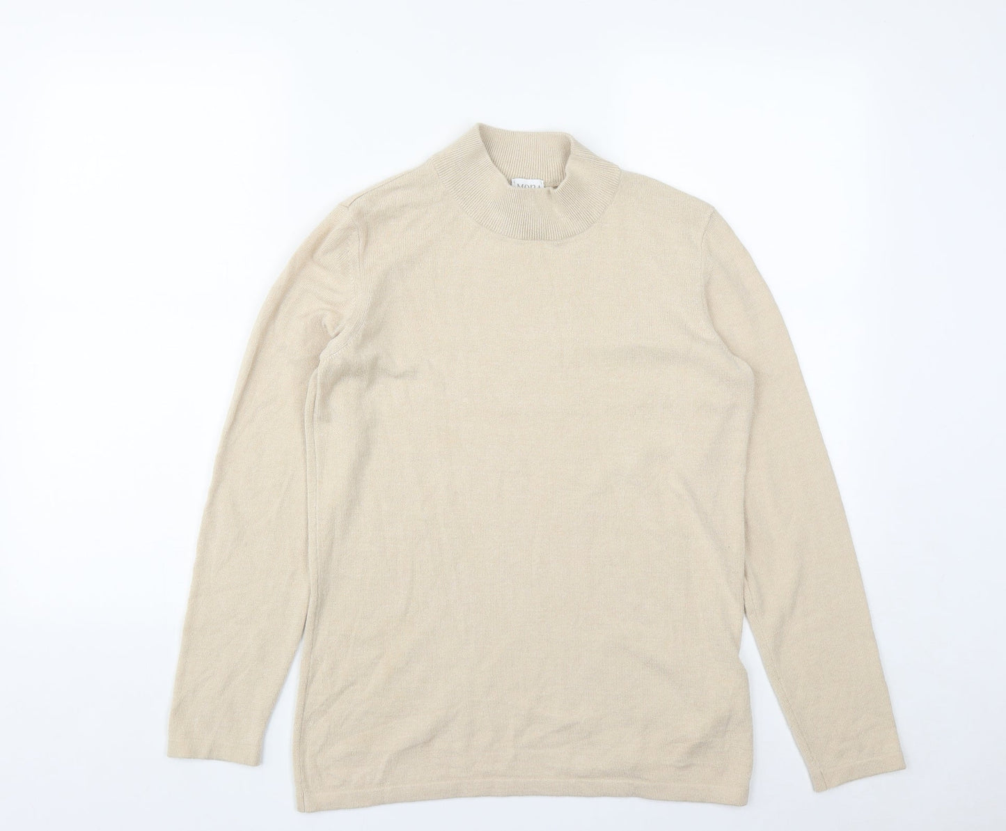 Mona Womens Beige High Neck  Modal Pullover Jumper Size 12