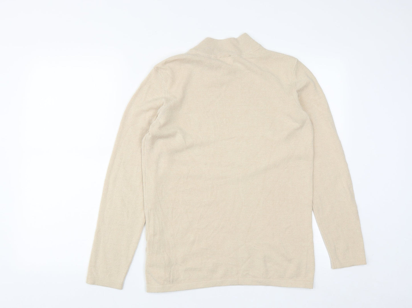 Mona Womens Beige High Neck  Modal Pullover Jumper Size 12