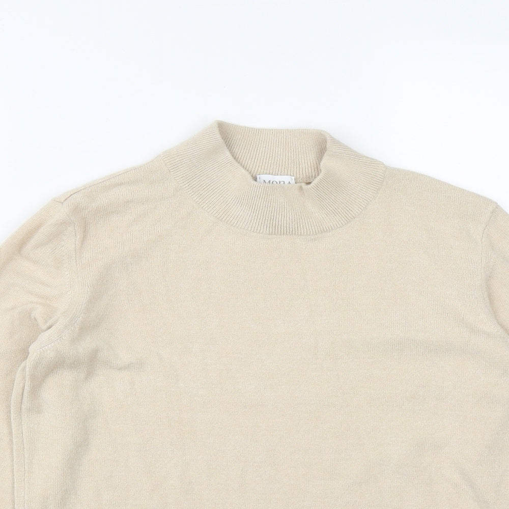 Mona Womens Beige High Neck  Modal Pullover Jumper Size 12