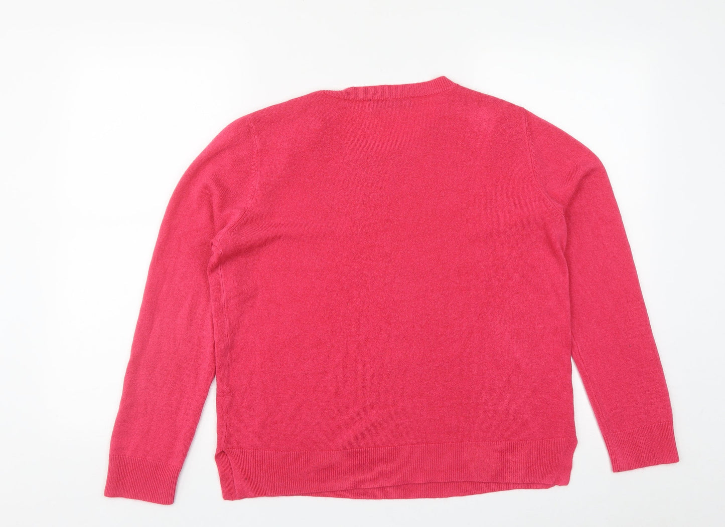 Marks and Spencer Womens Pink Round Neck  Acrylic Pullover Jumper Size 16