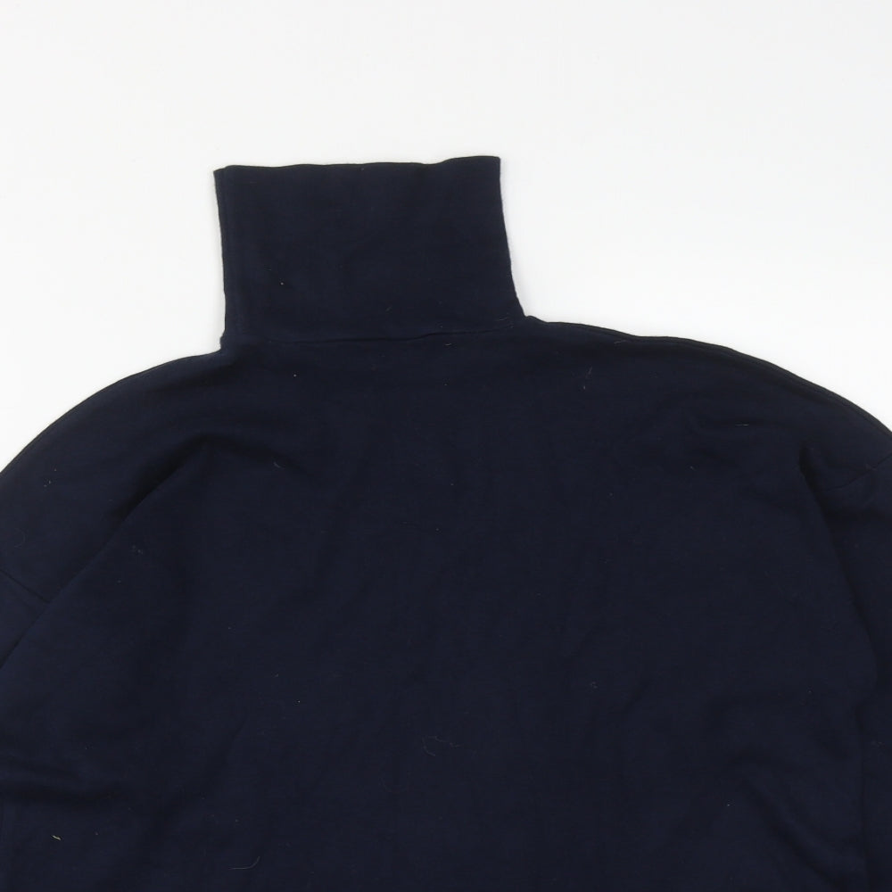 Preworn Womens Blue  Cotton Basic T-Shirt Size 8 High Neck
