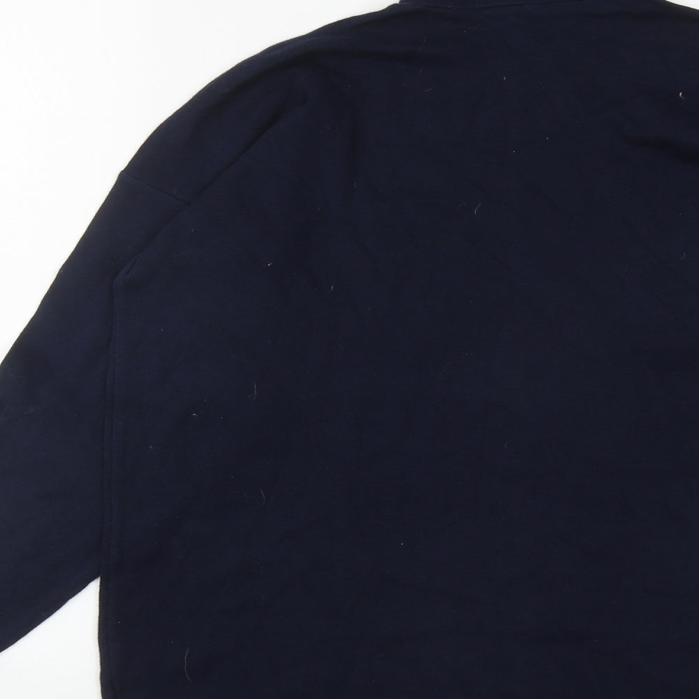 Preworn Womens Blue  Cotton Basic T-Shirt Size 8 High Neck