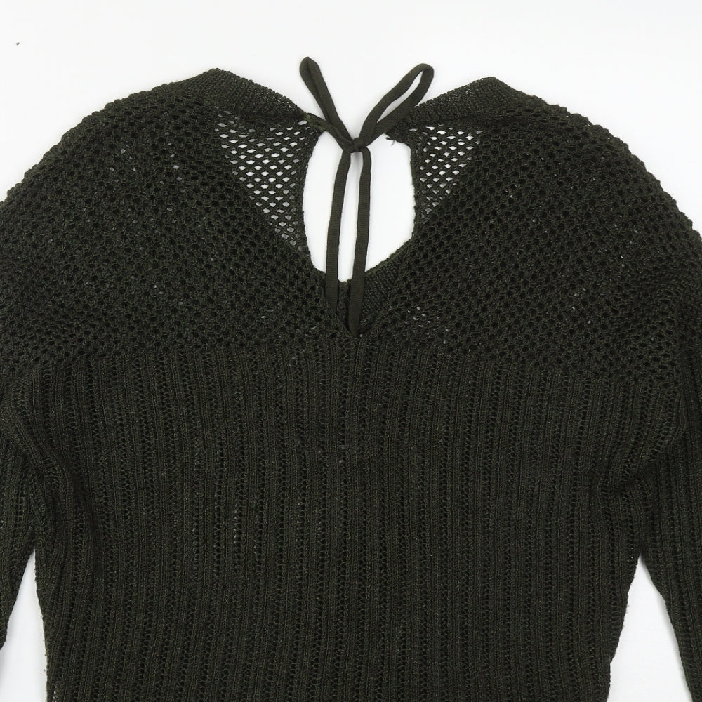 River Island Womens Green V-Neck  Acrylic Pullover Jumper Size 6