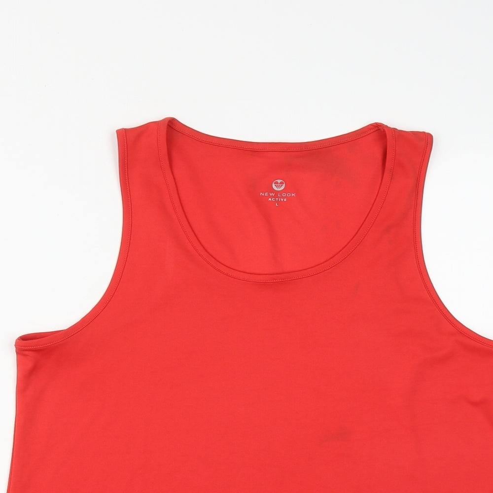 New Look Womens Red  Polyester Basic Tank Size L Round Neck