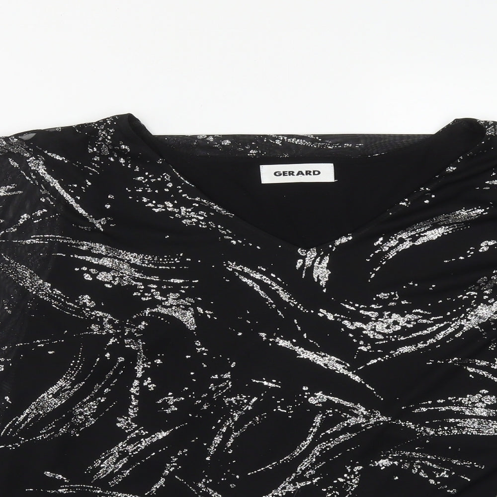 Gerard Womens Black Geometric Polyester Basic Blouse Size 20 V-Neck