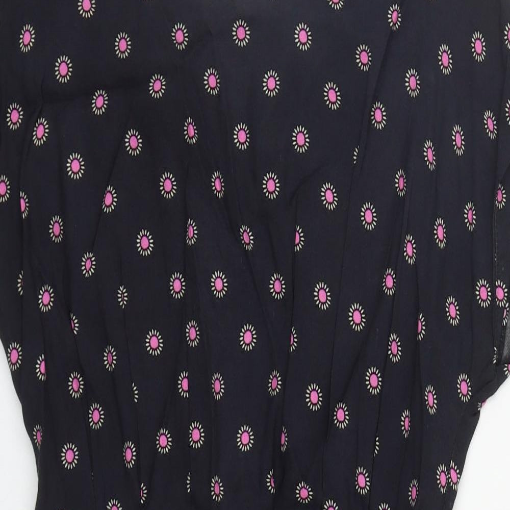 Topshop Womens Black Geometric Viscose Playsuit One-Piece Size 6  Zip