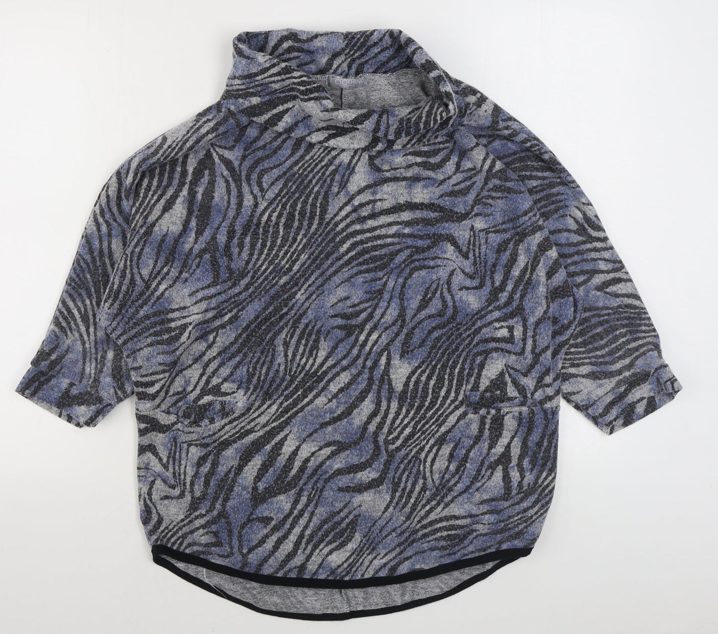 LV Clothing Womens Blue Animal Print Polyester Pullover Sweatshirt One Size  Pullover