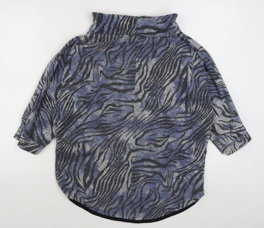 LV Clothing Womens Blue Animal Print Polyester Pullover Sweatshirt One Size  Pullover