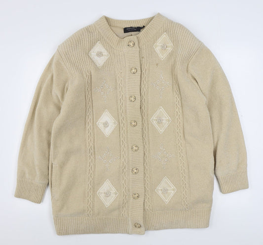 Reflect Collection Womens Beige   Jacket Coatigan Size L  Button