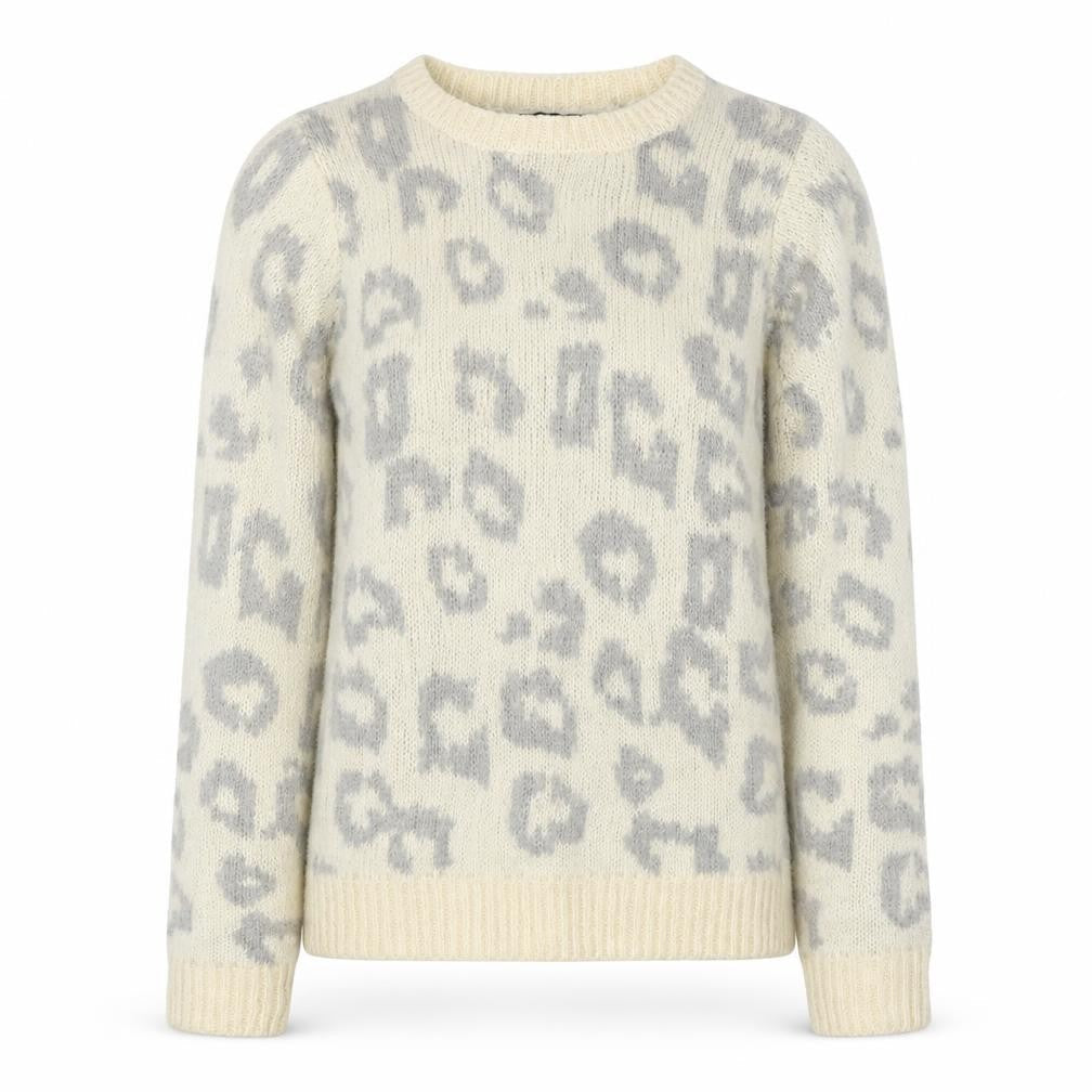 Dorothy Perkins Womens White Round Neck Animal Print Acrylic Pullover Jumper Size 8