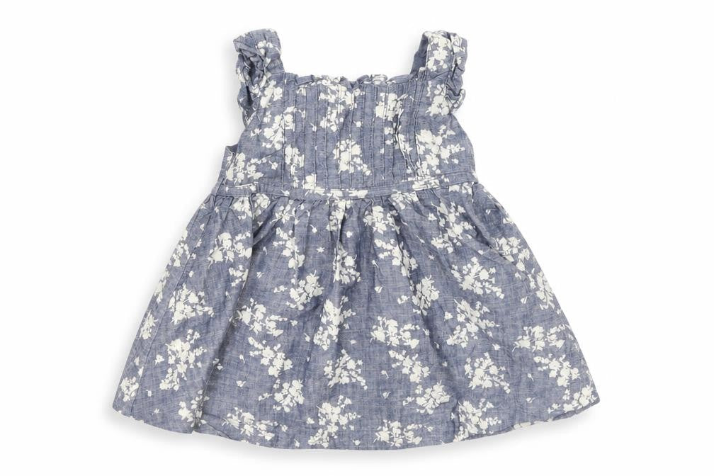 Dunnes Girls Blue Floral Cotton Fit & Flare  Size 3-6 Months  Off the Shoulder