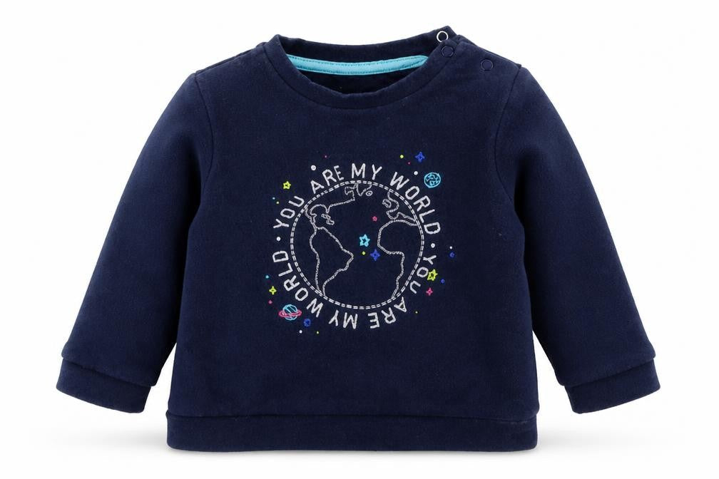 F&F Boys Blue  Cotton Basic T-Shirt Size 9-12 Months Crew Neck Pullover - You Are My World