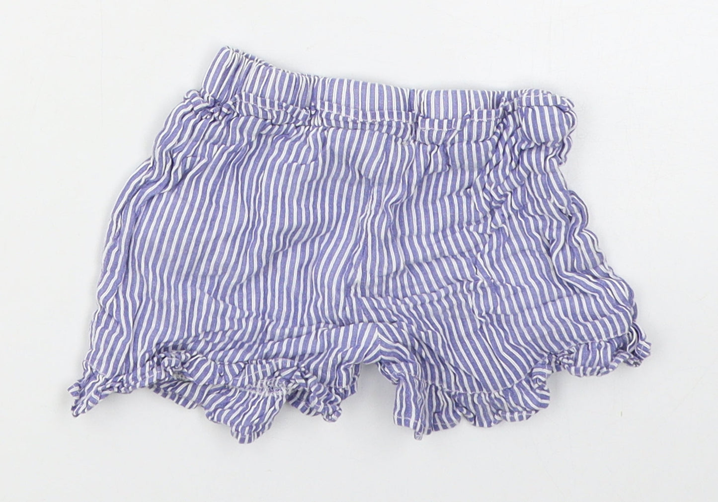 Primark Girls Blue Striped Cotton Cropped Trousers Size 24 Months