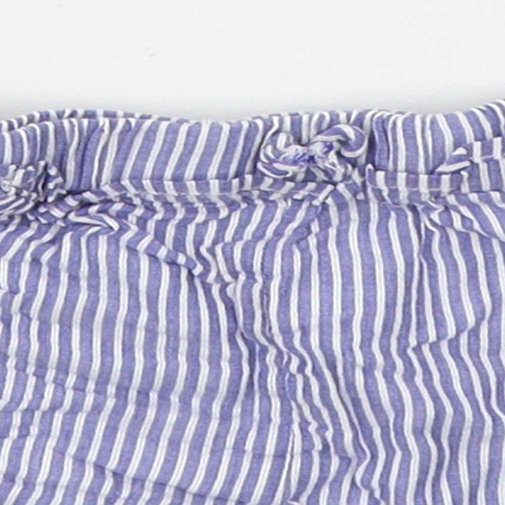 Primark Girls Blue Striped Cotton Cropped Trousers Size 24 Months