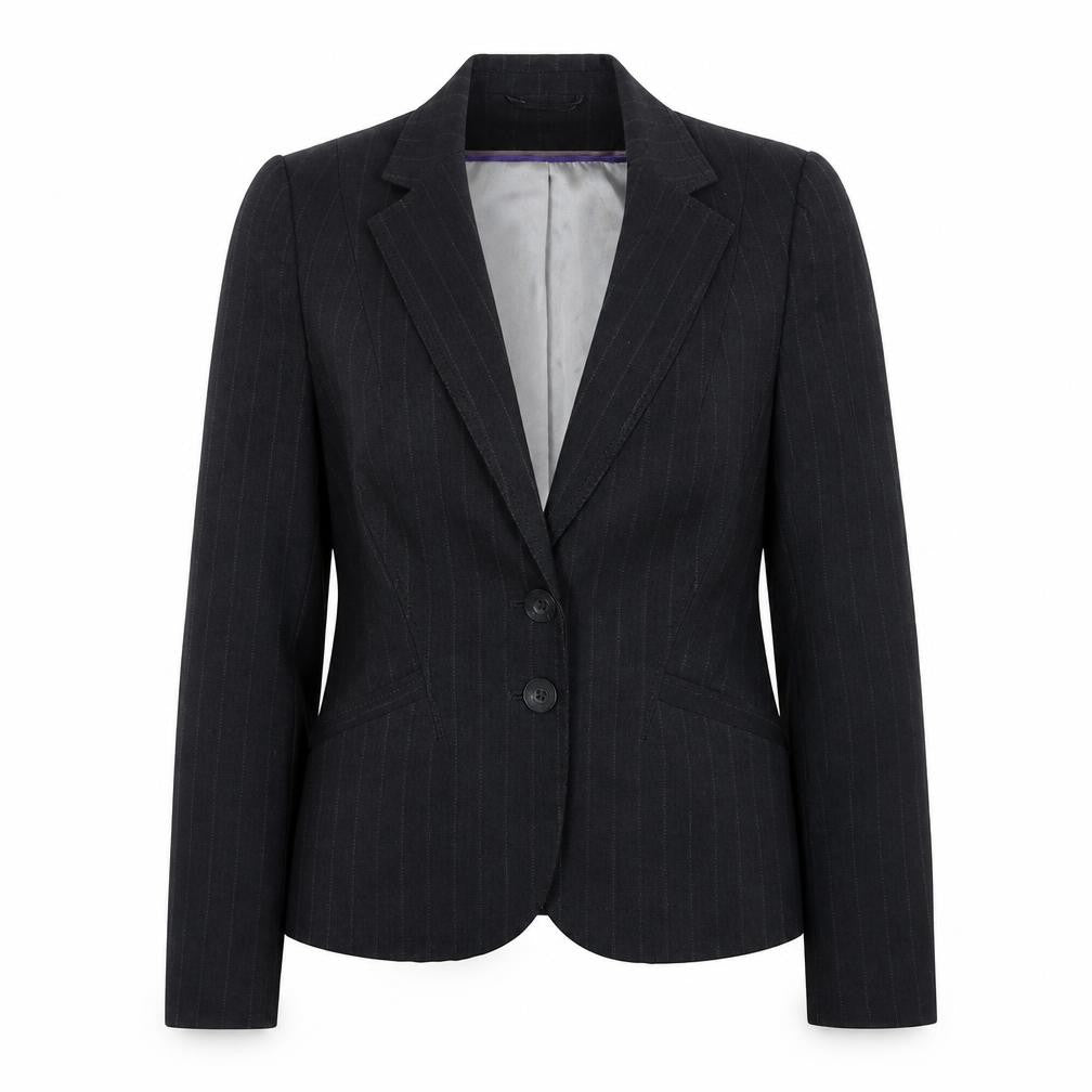 Autonomy Womens Grey Striped Polyester Jacket Suit Jacket Size 14