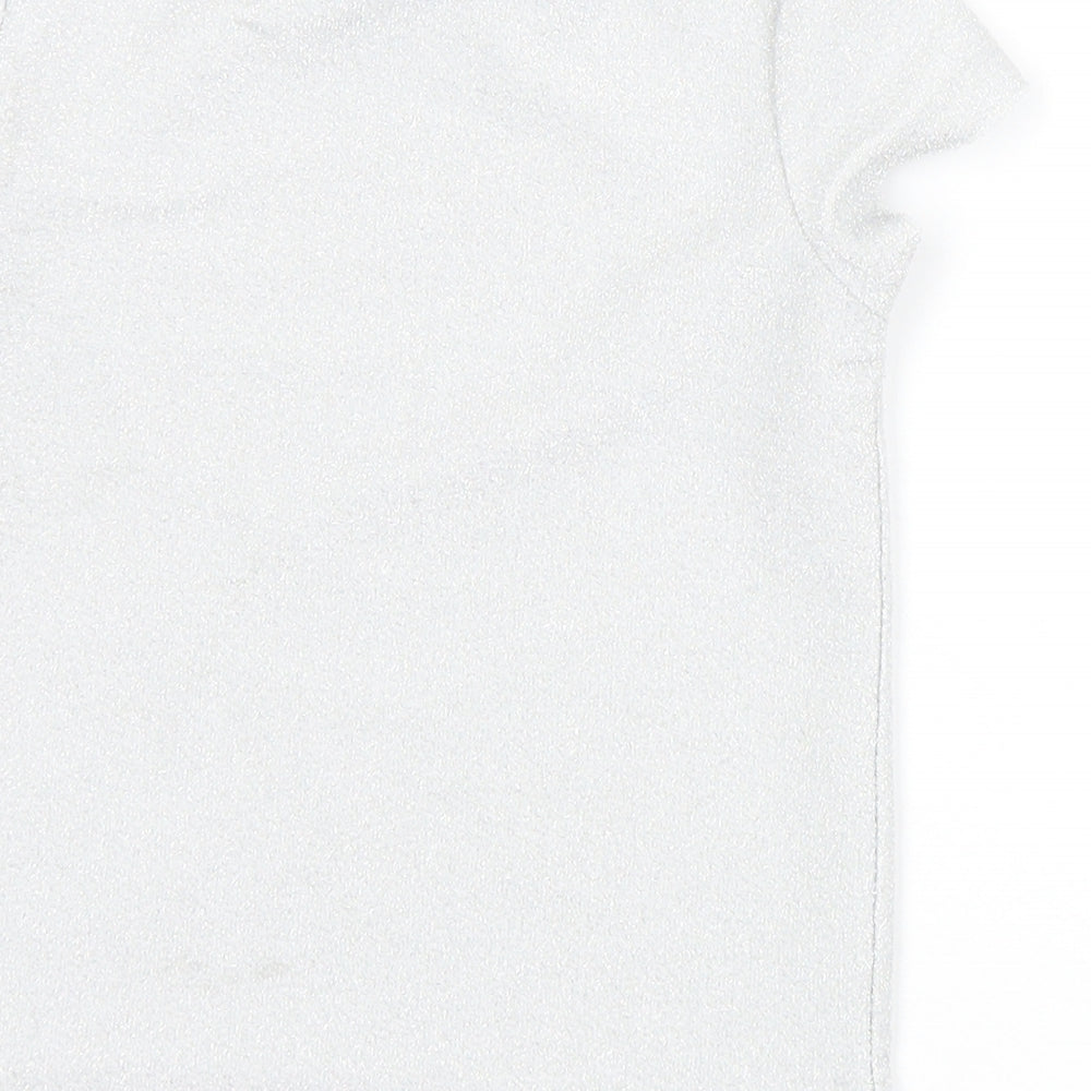 George Girls Silver  Polyester Basic T-Shirt Size 4-5 Years Crew Neck  - Shine Bright