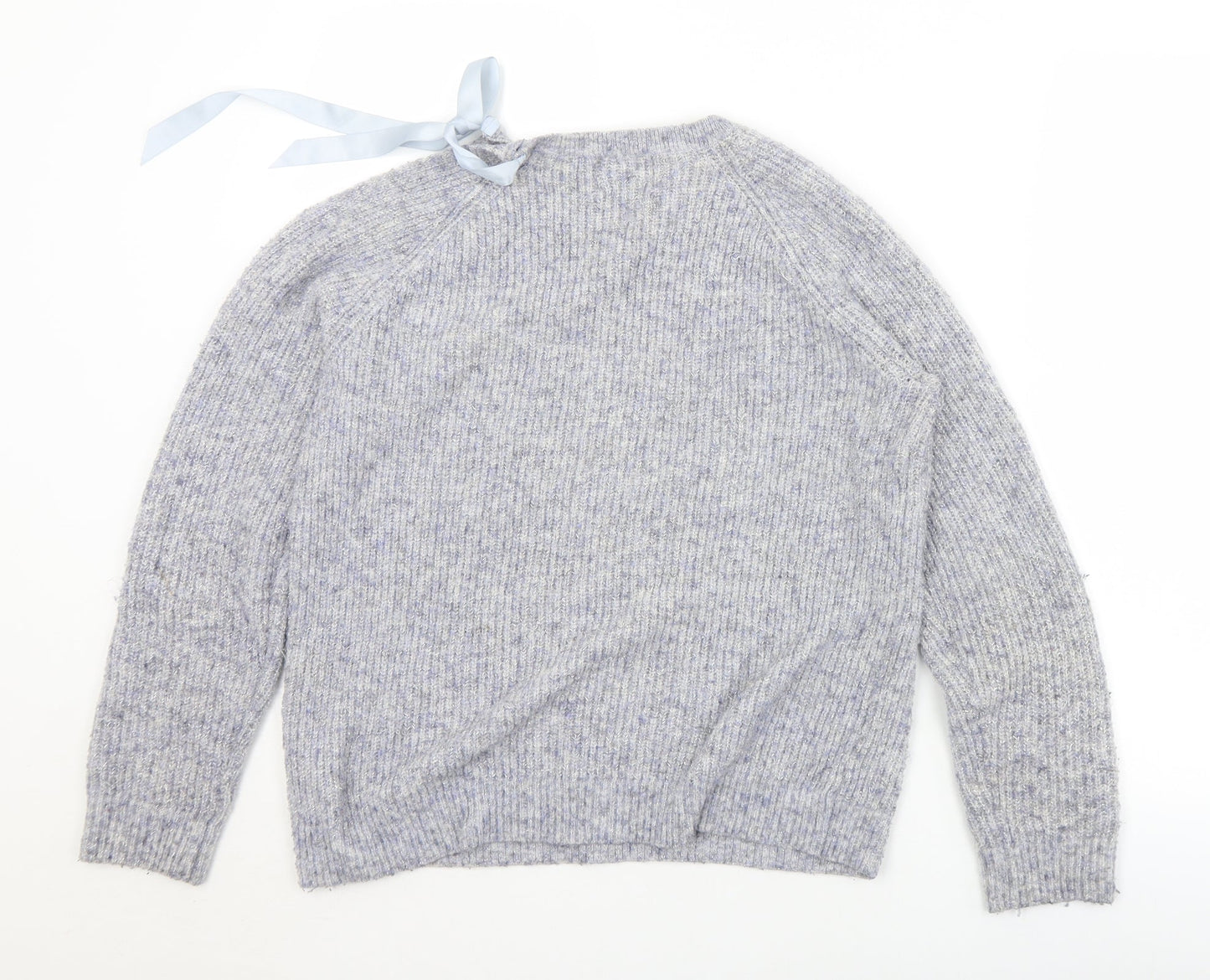 Papaya Womens Blue Crew Neck  Acrylic Pullover Jumper Size M