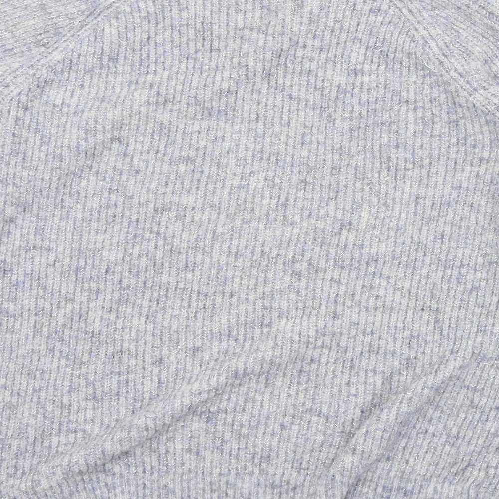 Papaya Womens Blue Crew Neck  Acrylic Pullover Jumper Size M
