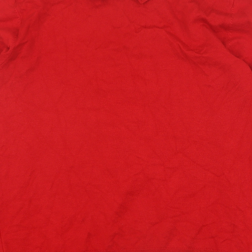 Vida Vi Womens Red Collared  Viscose Pullover Jumper Size M
